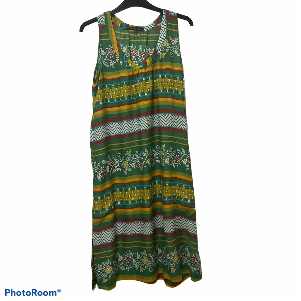 Gudrun Sjoden Vintage Floral Geometric Sleeveless Dress